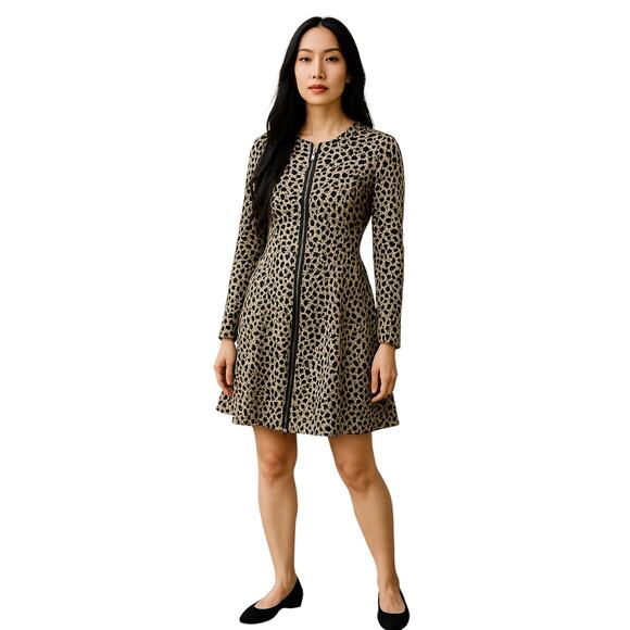 Grace Dane Lewis Women’s Size 4 Leopard Print Zip Front Fit & Flare Jacket Dress - Picture 1 of 7